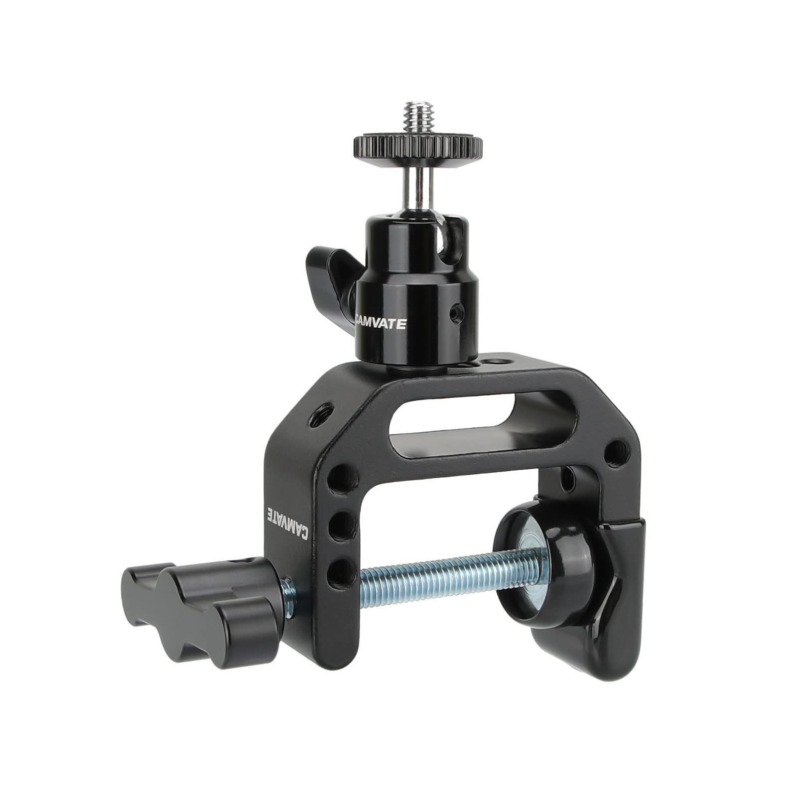CAMVATE Heavy-duty C Clamp Articulated 1/4"-20 Ball Head Support Holder (Black Locking Knob) - 2171