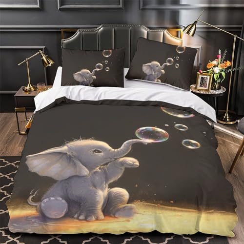 Housse de couette éléphants et fourmis 3D microfibres 140x200cm - 4