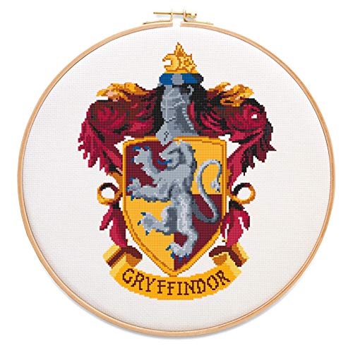 Gryffindor Crest Counted Cross Stitch Kit, 14 Count White Aida, 8.6 x 11.2
