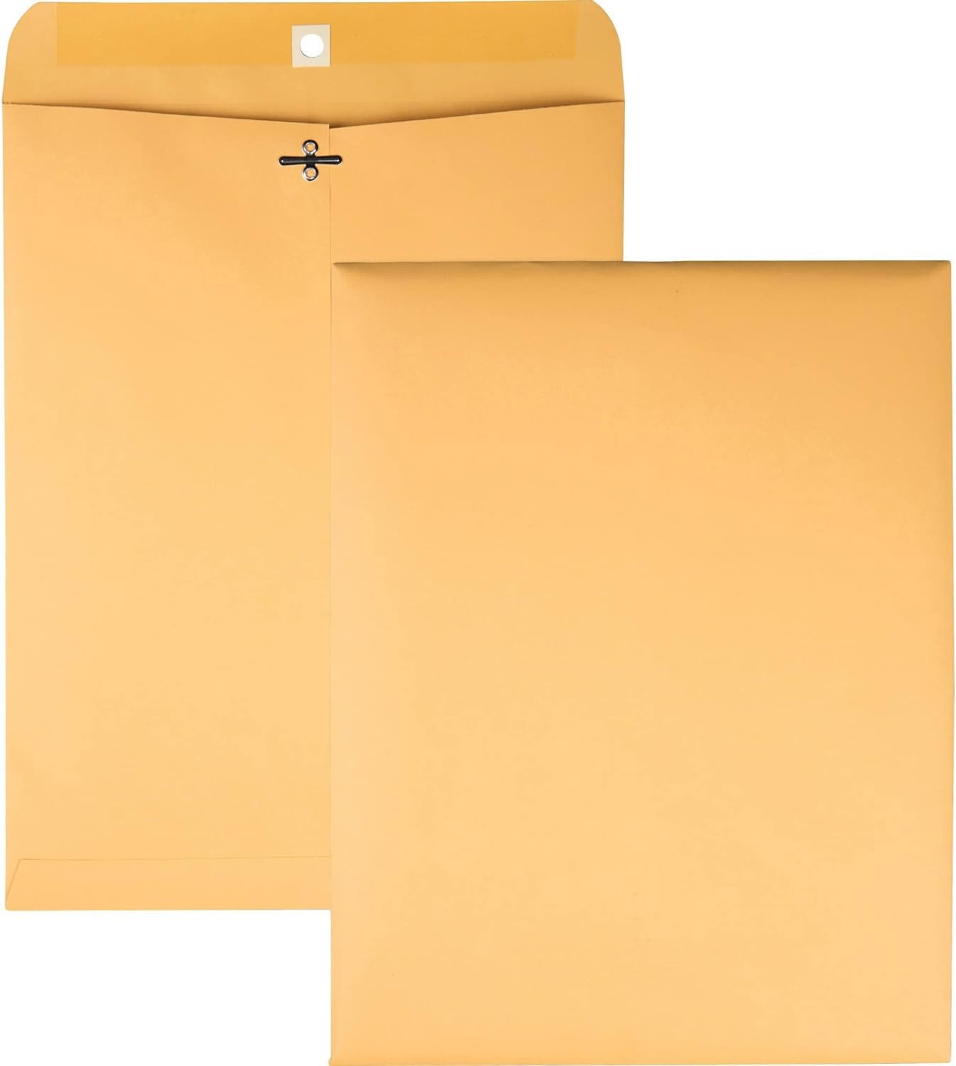 Ybaier 100 Pack Clasp Envelopes, 10" x 13" Brown Kraft Catalog Envelopes with Clasp Closure and Gummed Closures, Heavy 32 lb Brown Kraft Envelopes for Home, Office, Business