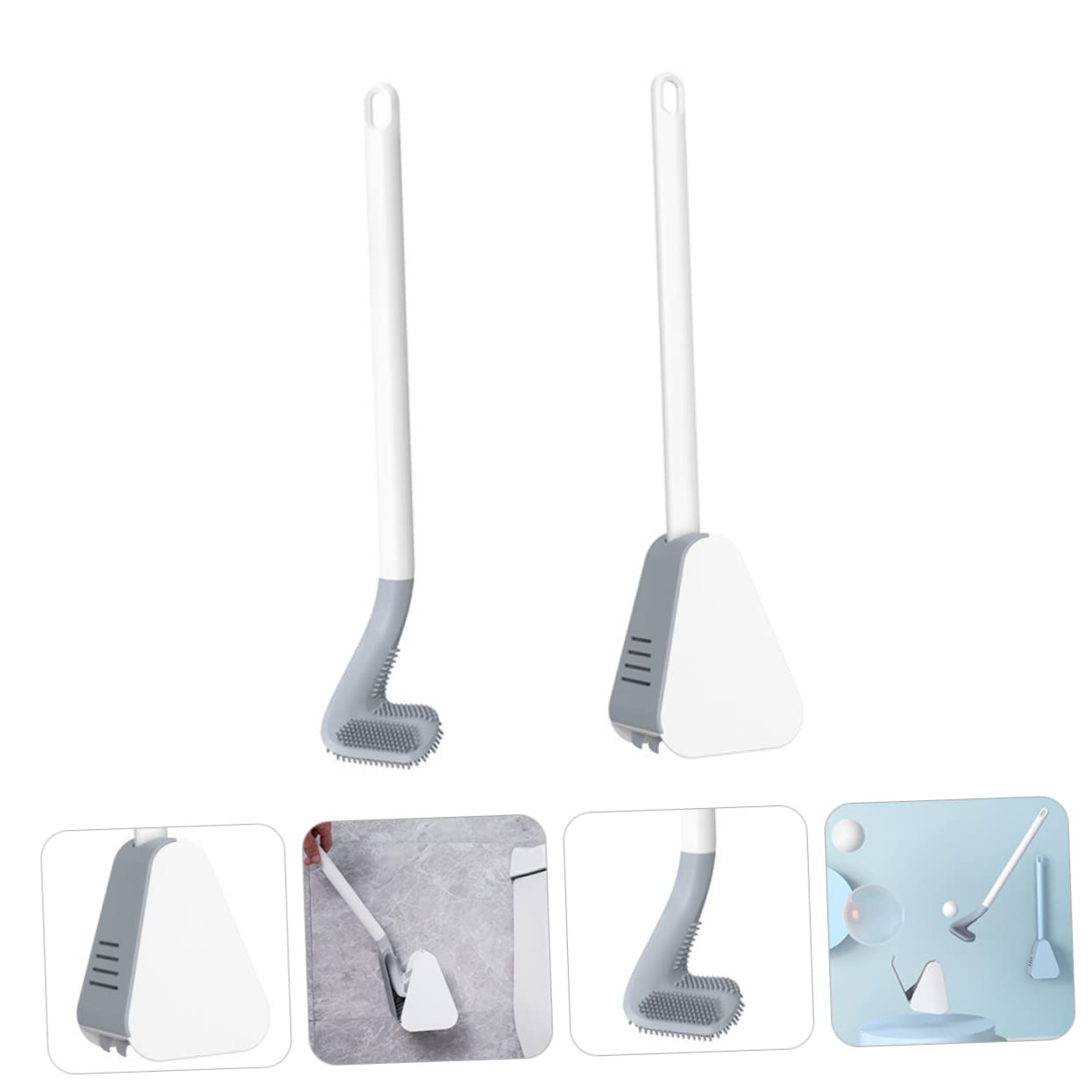 BESTYASH 2pezzi Spazzola per Pulizia del Bagno Manico Lungo Curvo Strumenti per Pulizia Resistente per Pulire Gli Angoli Morti Sporco