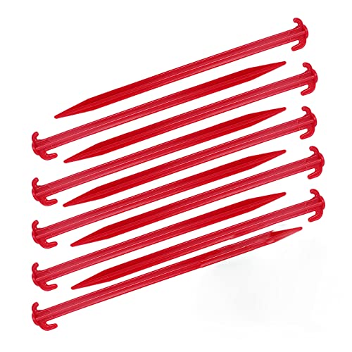 Piquets de tente en plastique Lot de 10, Rouge, 30 cm, schlagfester plastique, rouge Cover