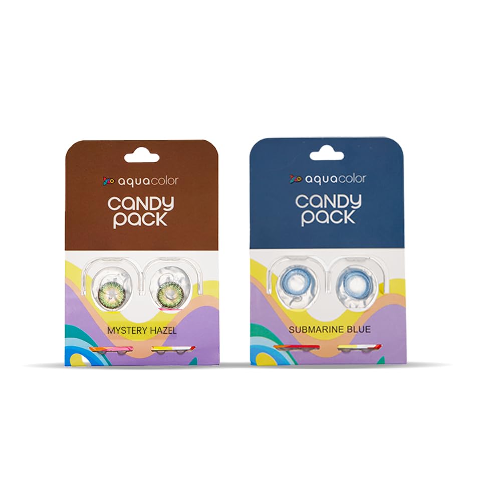 Image of AQUALENS CONTACT LENSES Aquacolor Contact Lens Pack Of 2 (Submarine Blue,Mystery Hazel)