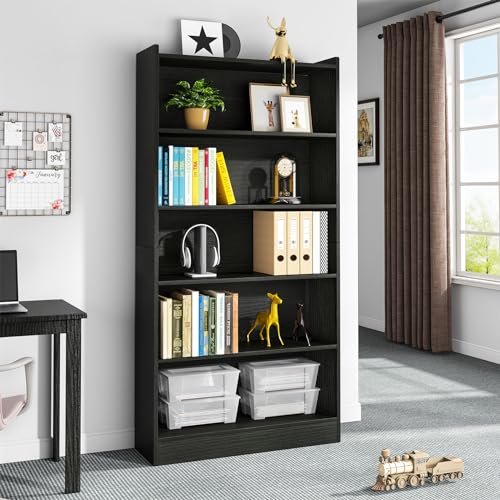 Image of Tribesigns 72-inch Tall Bookcase, Modern 6-Tier White Library Bookshelf with Storage Shelves, Large Open Bookcases Wood Display Shelving Unit for Bedroom Living Room Office