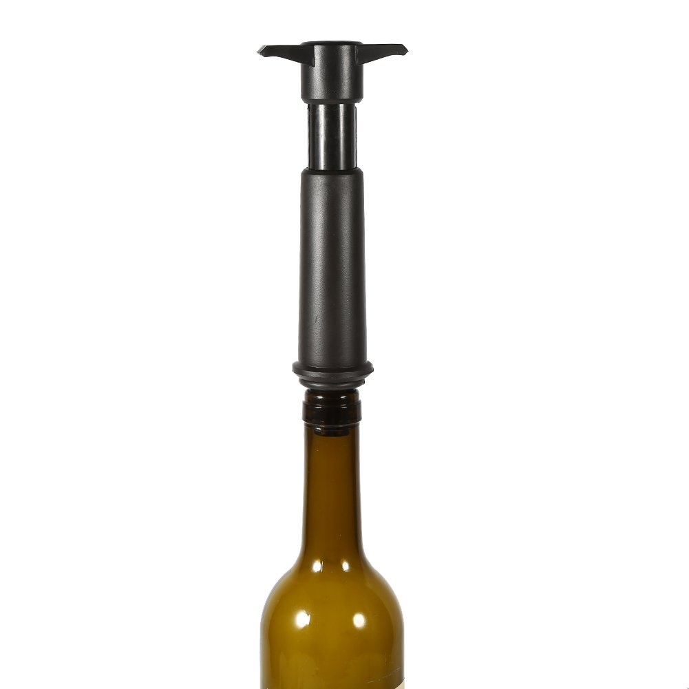 Set Tappo Sottovuoto Per Bottiglie Di Vino Con Pompetta - 2 Tappi In Gomma Riutilizzabili - 4