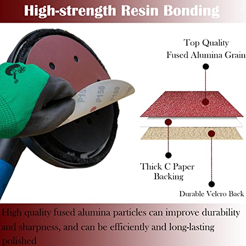 Sackorange 60 Pack 9-Inch 6-Hole Hook-And-Loop Drywall Sanding Discs Set- 80 100 120 180 240 400 Grits, 9" Fast Cutting Aluminum Oxide Sander Paper For Drywall Power Sander, Sand Wood #TOP3