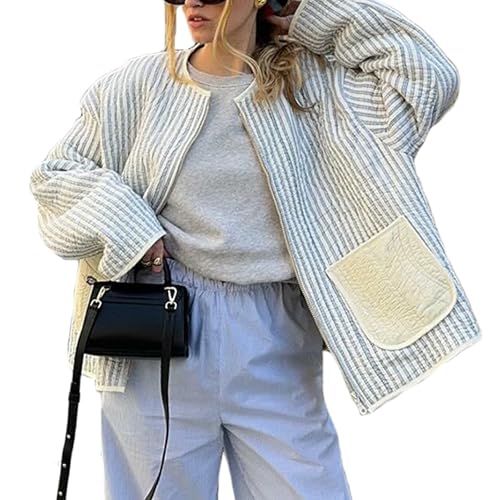 SOLILOQUY Women Y2K Boho Floral Quilted Jacket Crop Lightweight Vintage Long Sleeve Cardigan Fall Winter Puffer Padded Coat