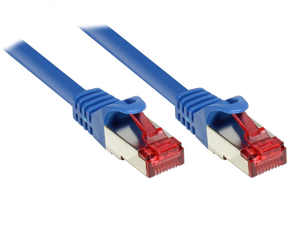Good Connections Cat. 5e Ethernet LAN Kabel krosowy z ochroną zatrzasku RNS, SF/UTP, 100 MHz, kompatybilny z sieciami Gigabit (sieci 10/100/1000-Base-T Ethernet) – np. do panelu krosowego, switcha , routera, modemu. Kabel przyłączeniowy, kat. 6 25 m niebi