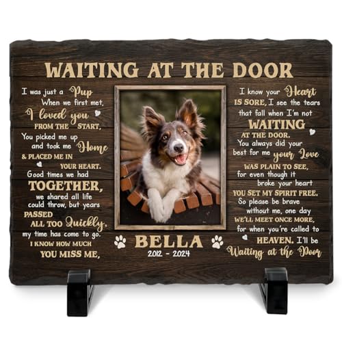 Choang WS299 Memorial Gift For Loss Of Dogs, Cats - Ideal Gifts For Pet Lovers Grieving The Death Of Dog, Cat - Unique Customized Headstones For Graves - Waterproof Garden White Stones Outdoor cover
