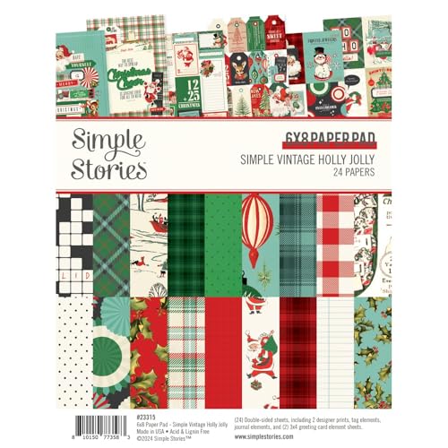 Simple Stories Double-Sided Paper Pad 6X8 24/Pkg-Simple Vintage Holly Jolly