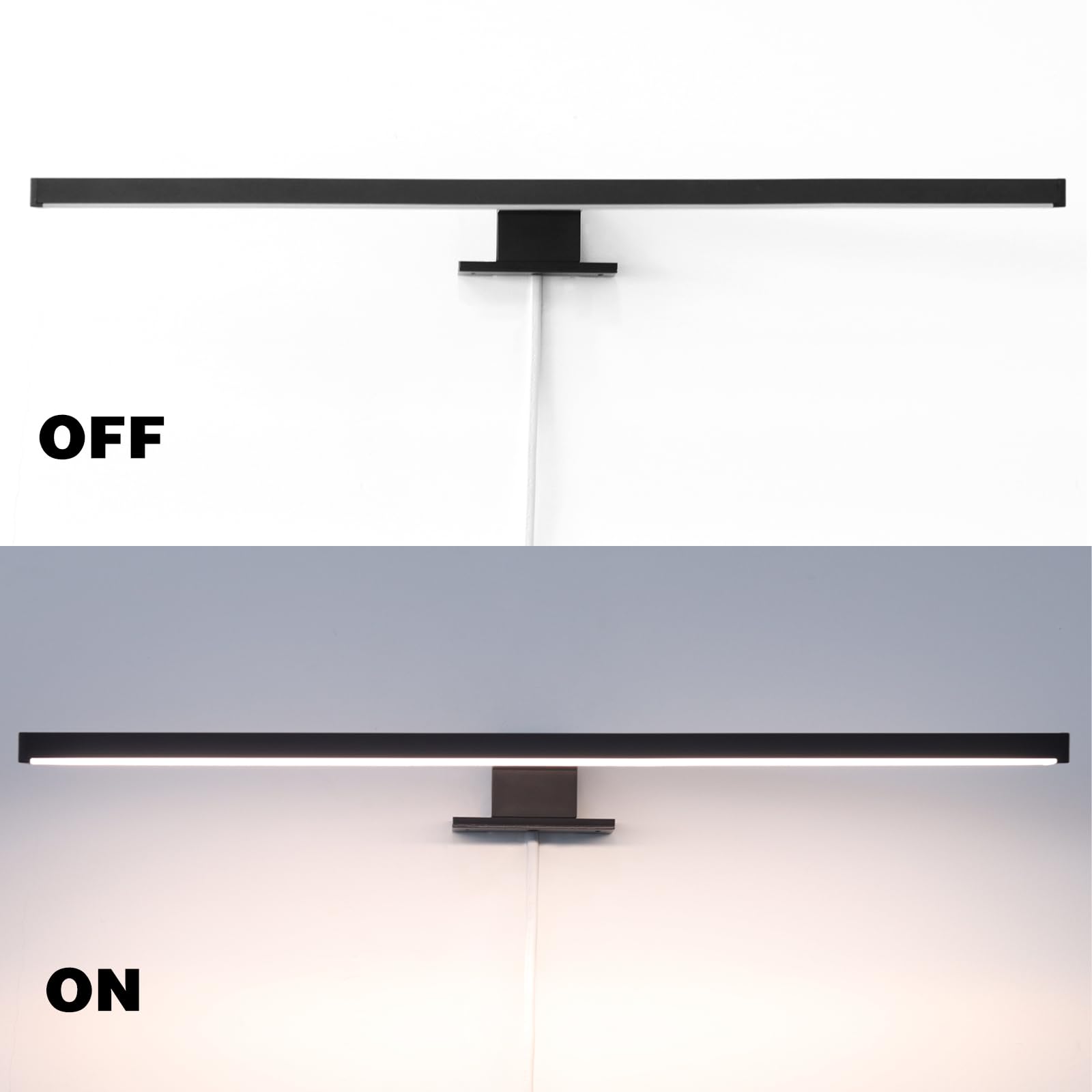 DEELUX Led Spiegelleuchte Mit Touch-Schalter 60cm Dimmbar 15W 4000K Neutralweiß 600mm Wandlampe Badezimmer Schwarz