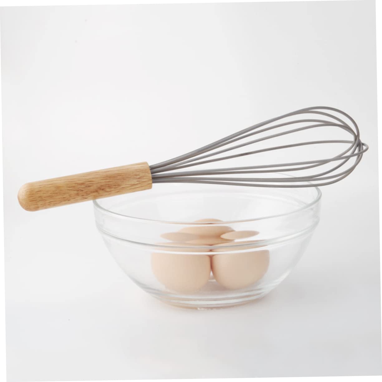 BRIGHTFUFU 4pcs Wooden Handle Egg Beater Whisk Ergonomic Hand Mixer for Mixing Eggs Sauces Pancake Batter and More Essential Kitchen Gadget for Cooking and Baking