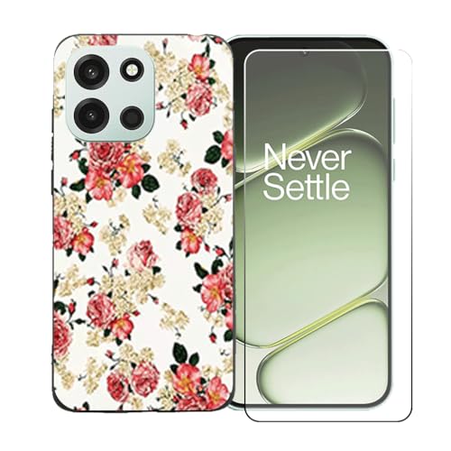 GYDQQKJ Funda para OnePlus Turbo 6 5G + Protector de Pantalla Protectora Vidrio Cristal Film Templado, Negro Suave TPU Silicona Cover Carcasa Caso Case para (6.78') - LLM1