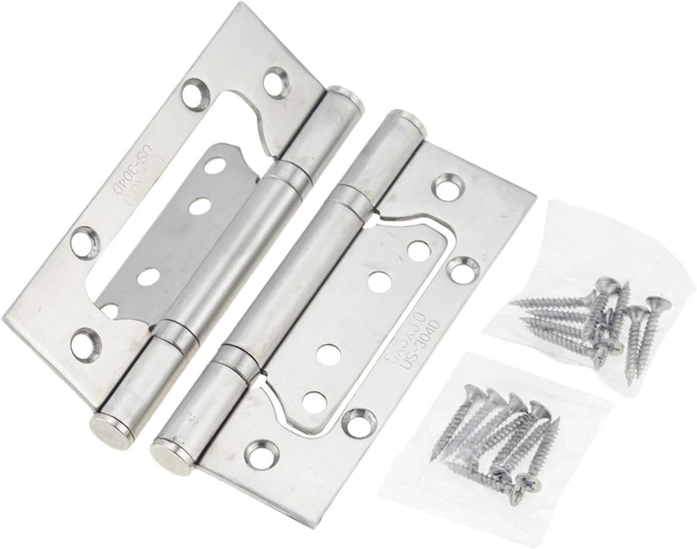 Hinges 2Pc Door Hinge 4 Inch 5 201 Stainless Steel Free Slotted Wooden Room Silent Discharge Rubber Buffer(4inch X3mm)