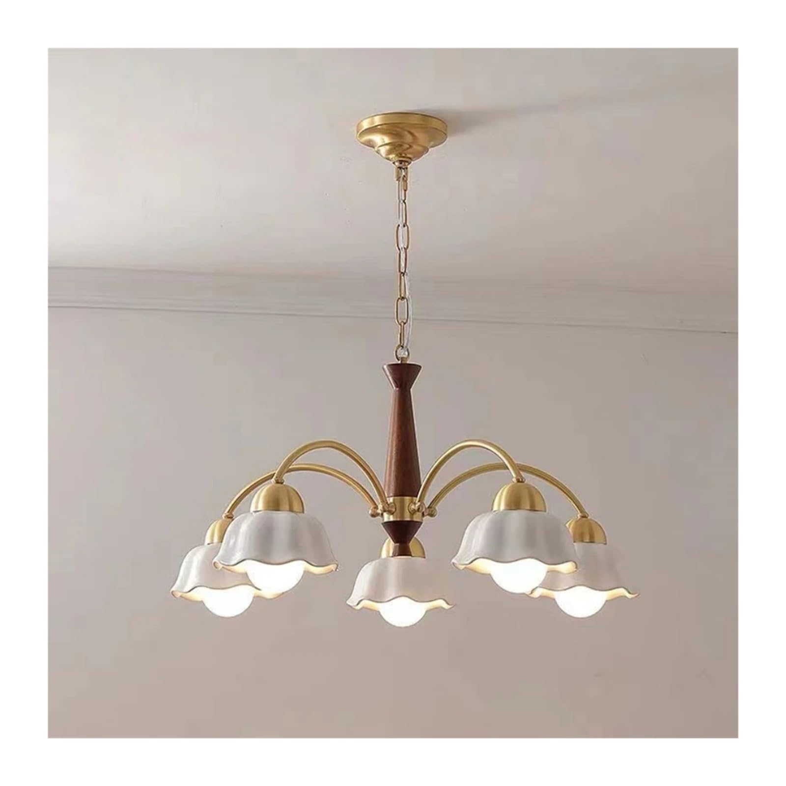 YUFENG Salon scandinave V-intage - Lampe de luxe en porcelaine blanche tout en laiton Ambiance Salle à manger Lumières de chambre à coucher