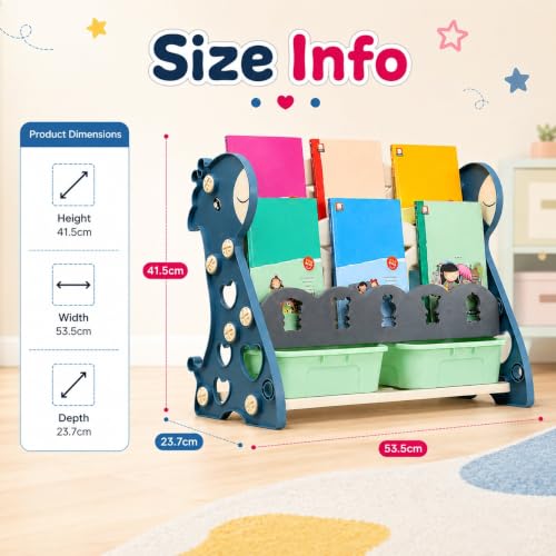 Image of Hukimoyo Book Shelf Cabinet for Kids with Toy Organizers Storage Box for Home Front Facing Display Storage Bookshelf Rack for Kid, 3‑Tier Book Shelves for Kids with Storage Bin