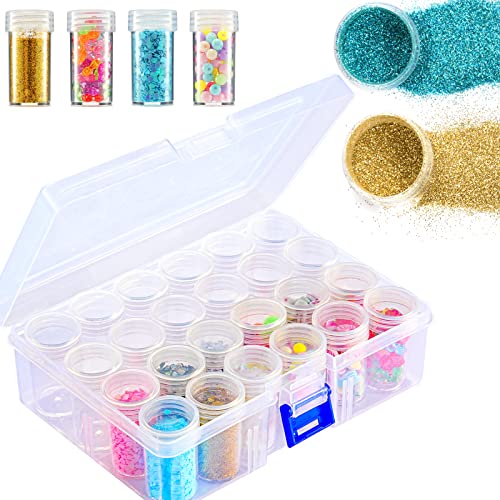 Embroidery Diamond Storage Box, JUSTDOLIFE Storage Boxes for Diamond Painting with 30 Small Beads Diamond Painting Storage Containers with Lid for Jewelry DIY Art Craft Rhinestones Sewing