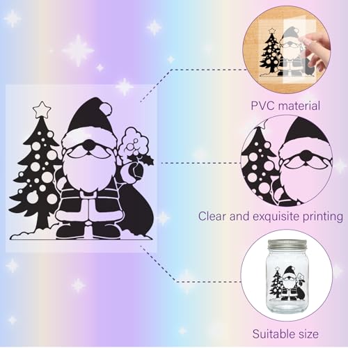 CREATCABIN 24Pcs Christmas Silhouettes Mason Jar Decor Laser Cut Cardboard Scrapbook Cutouts Die Cuts PVC Gifts Christmas for Crafting Lantern Jars Wall Painting Glass Phones-No Sticker 4x3.5Inch - Image 3