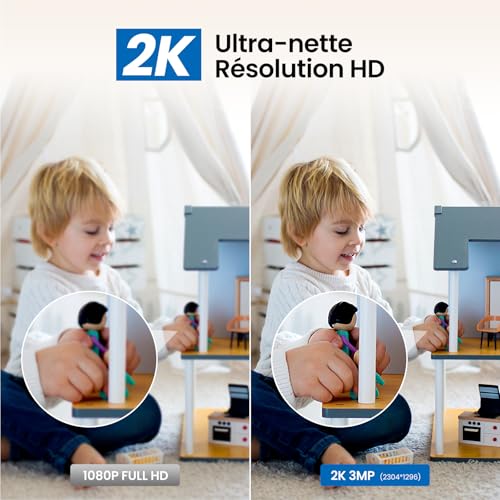Miniatura 3 de Cinnado Camara Vigilancia Wifi Interior - 2k 3mp Cámara Ip Domicilio Wifi 360 Para Bebe Con Visión Nocturna, Detección De Movimiento, Admite 24 7 Grabación En Tarjeta Sd, Compatible Con Alexa, D1 2p