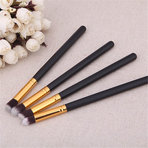 TraveT 4pcs Cosmetic Eyeshadow Blending Pencil Brush Make up Brush Set Gold Black