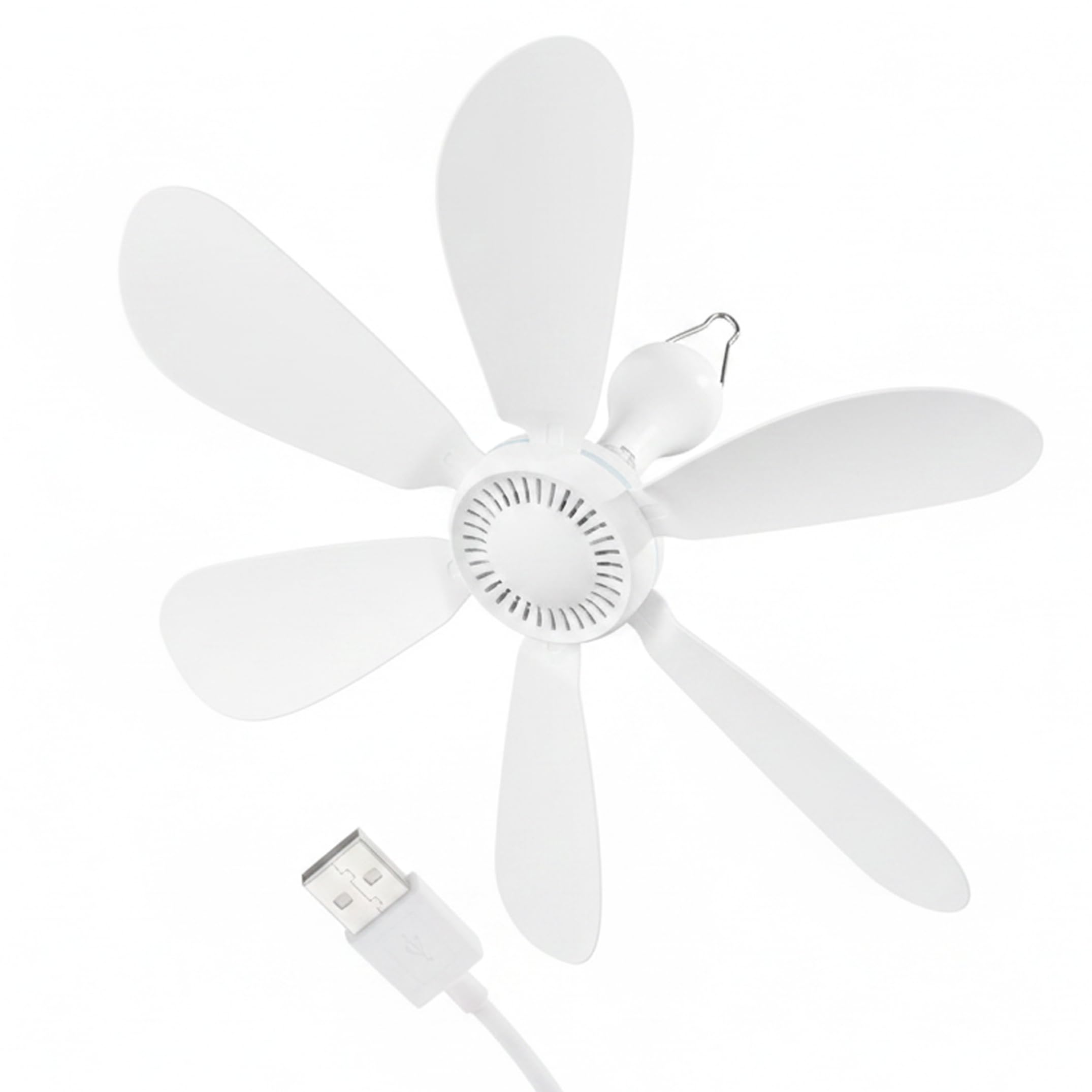 Uanqfegy USB Ceiling Fan - Portable Ceiling Fan with 2m Extension Cord, 4-Speed Adjustable Quiet Hanging for Dorm Tent Bedroom