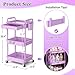 SUNALLY 3 Tier Rolling Cart Organizer with Drawer, Bathroom Storage Carts with Wheels & Plastic Shelf, Mobile Storage Organizers for Kitchen, Office, Laundry Room, Baby, Snack, Craft, Makeup, Purple