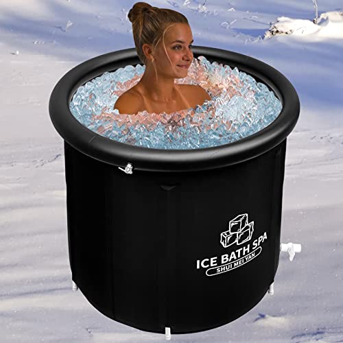 Shuimeiyan Large Ice Bath Tub Outdoor With Lid Portable Bathtub Athletes Cold Water Therapy Tub For Recovery Cold Plunge Tub Ice Barrel Ice Bath Tub For Athletes (8775 Black With Lid) #TOP2