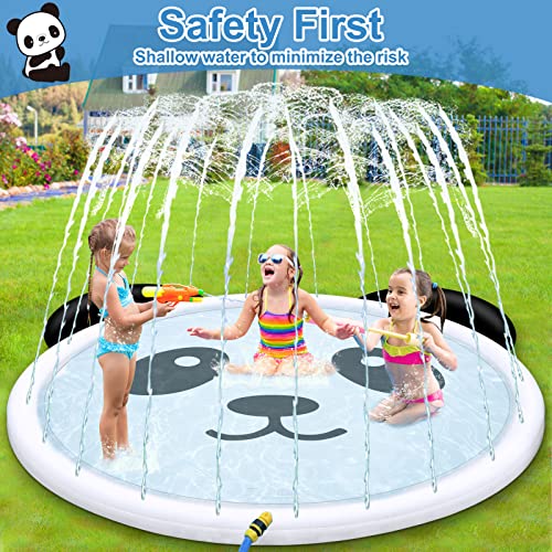 Amenon 71" Extra Large Panda Splash Pad Sprinkler Pool For Kids And Dogs, Inflatable Outdoor Summer Water Toys Play Mat For Ages 4-8 Toddlers Girls Boys Pets Outside Yard Lawn Backyard Games #TOP2