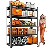 78"H,Heavy Duty 5-Tier Steel Garage Shelving Unit | 3500LB Capacity| Garage & Basement Storage | Industrial-Grade Metal Shelving for Warehouses & Workshops | Adjustable, Rust-Resistant, Black
