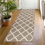 SHACOS Washable Runner Rugs 20'x59' Entryway Runner Rug Kitchen Doorway Non Slip Rubber Backing Trellis Rug Runners Laundry Room Hallway Runner Rug, Beige