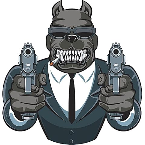 Divine Designs Angry Gangster Mafia Bodyguard Gunman Cartoon Vinyl Decal Sticker (4" Wide) Cover