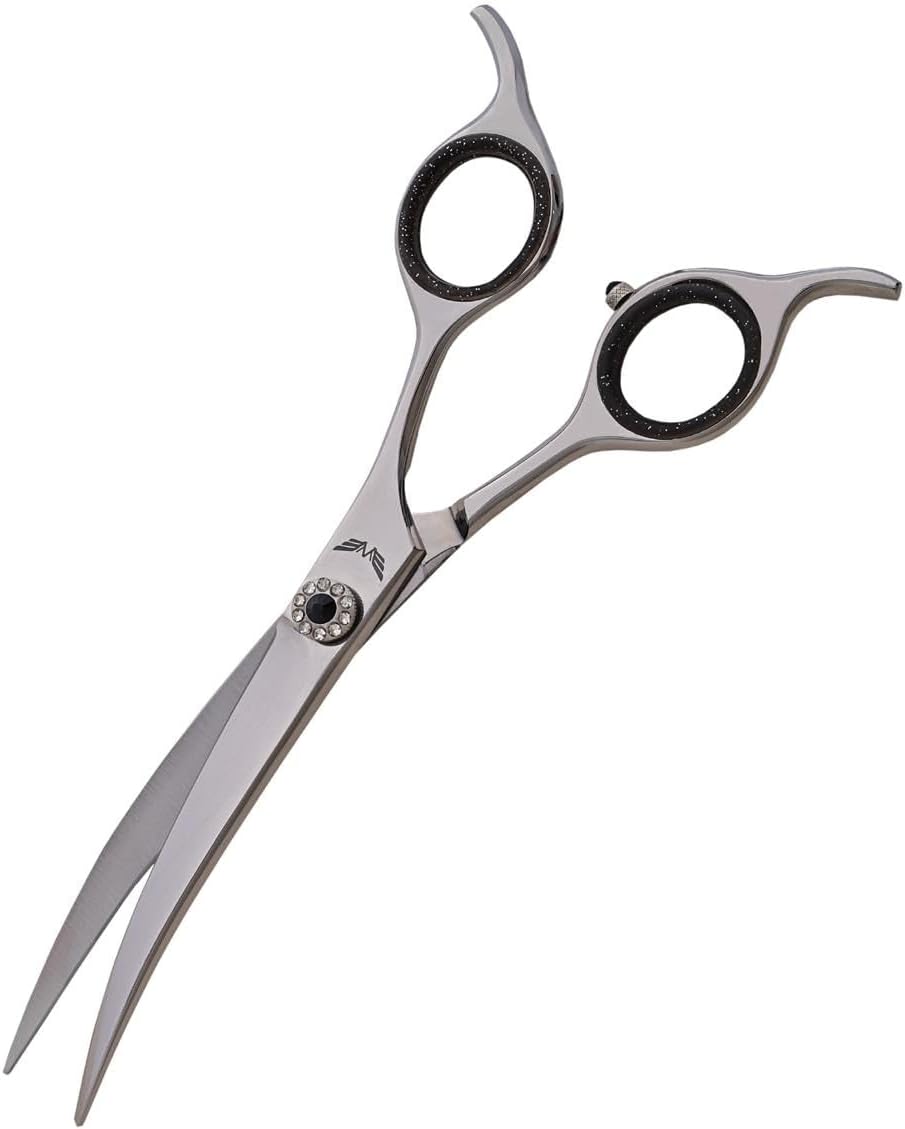 Professional Pet Grooming Scissors for Dogs and Cats Hair Cutting Shears 440C Japanese Steel Right Hand Comfortable Grip (Curve, 6.5 Inches)