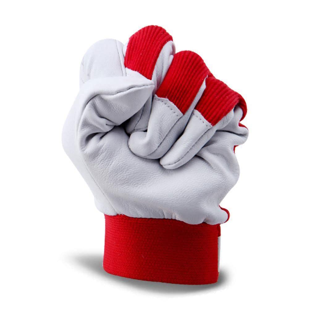 Gants de travail pour hommes, 5 paires de gants de travail de jardin Gants de travail de sécurité pour femmes en cuir de porc Gants de jardinage utilitaires souples respirants Spandex Dos (L)