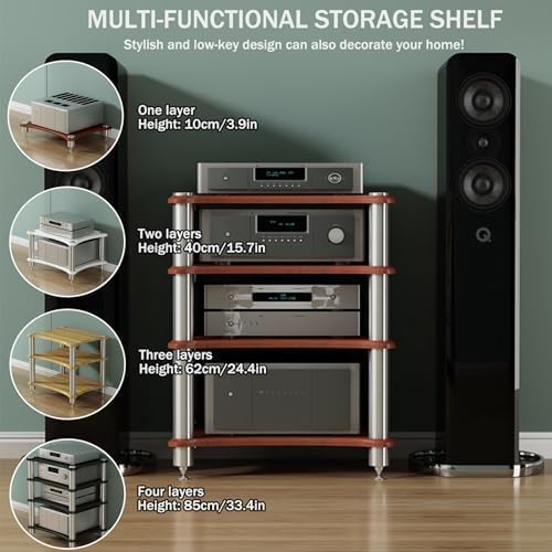 Soporte multimedia de madera con múltiples estantes para cine en casa 4