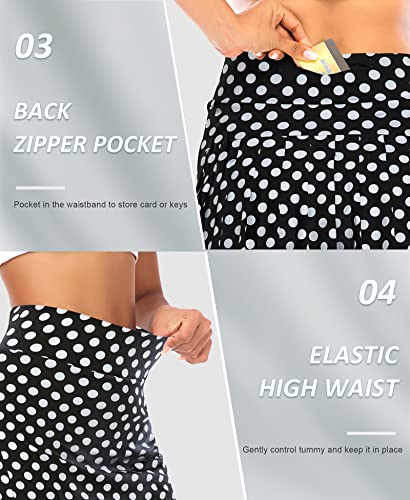 Pleated Tennis Skirts For Women With Pockets Shorts Athletic Golf Skorts Running Workout Sports Activewear Skirt (Polka Dots Black, Xl) #TOP4