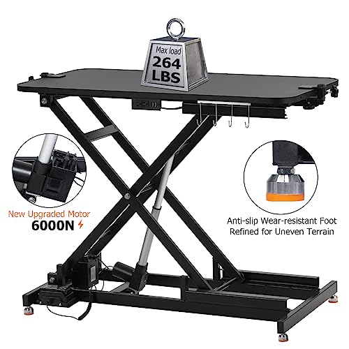 47" Electric Dog Grooming Table, Heavy Duty, Height Adjustable Professional Pet Grooming Table w/Leveling Wheels, Dog Grooming Arm, Anti Slip Tabletop & Tool Organizer/Dog Grooming Station, Black