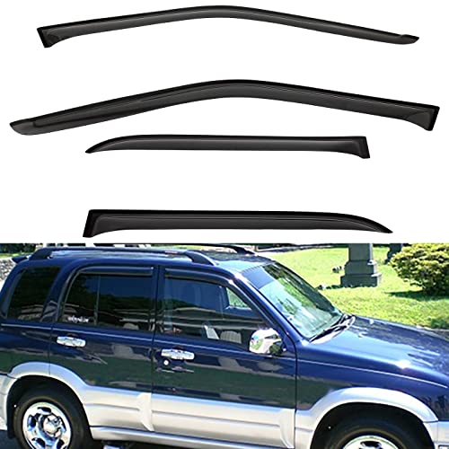 LQQDP 4pcs Front+Rear Smoke Tint Sun/Rain Guard Outside Mount Tape-On Vent Window Visors Compatible...