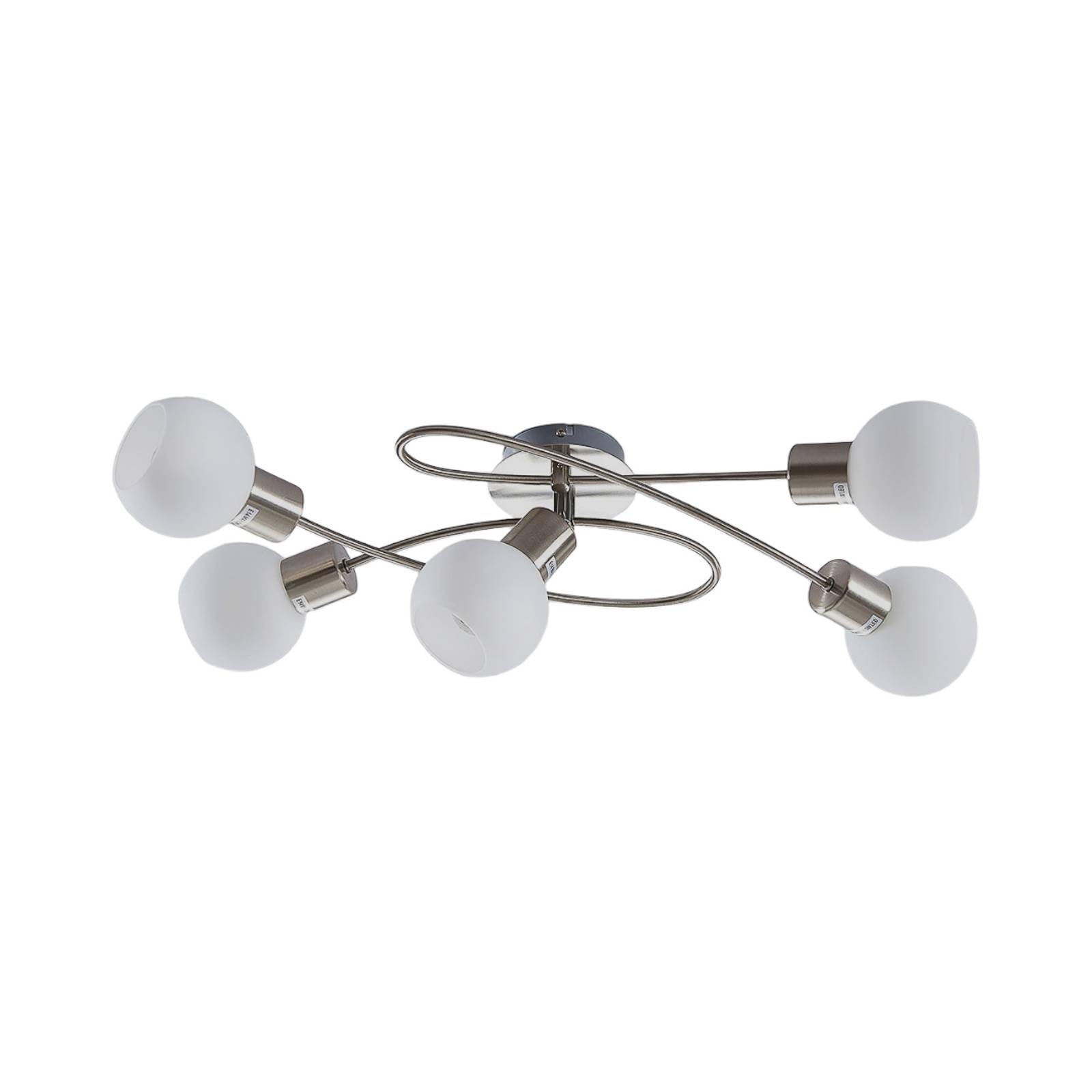 Lindby Ceiling Light Elaina dimmable (Modern) in Silver Made of Metal for e.g. Living Room & Dining (5 Light Sources, E14) from Ceiling lamp