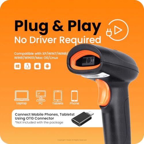 Image of Helett HT20Lite Wireless 2D & 1D Barcode Scanner | QR Code Reader | 2.4GHz Wireless & USB Wired | Rechargeable | Auto Scan & Built-in Light | for POS, Warehouse, Retail | ABS Body | 1-Year Warranty