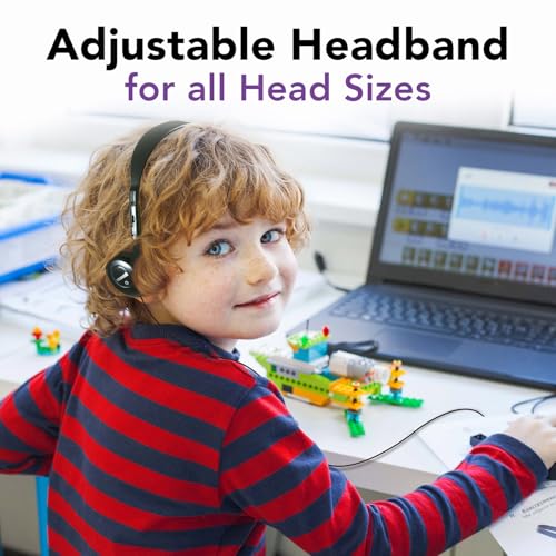 Image of Maxell HP101 Type-C Lightweight Headphones, Built-in Microphone, Adjustable Headband, 6 Foot Cord, 197236, Black
