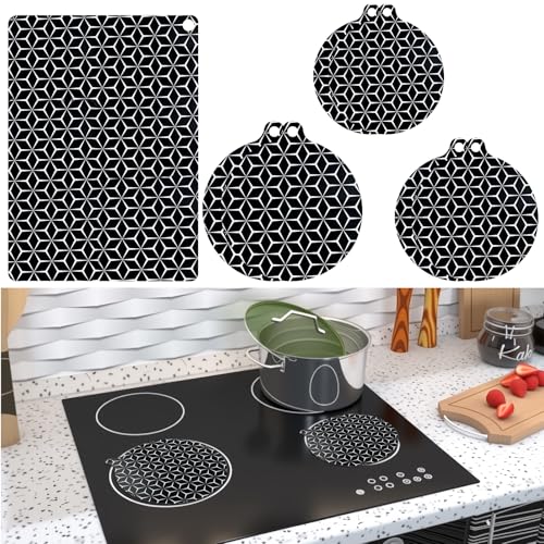 7 Pièces Protege Plaque Induction Tapis de protection plaque cuisson Silicone Cache Plaque de Cuisson Résistance aux hautes températures Tapis pour Plaque...