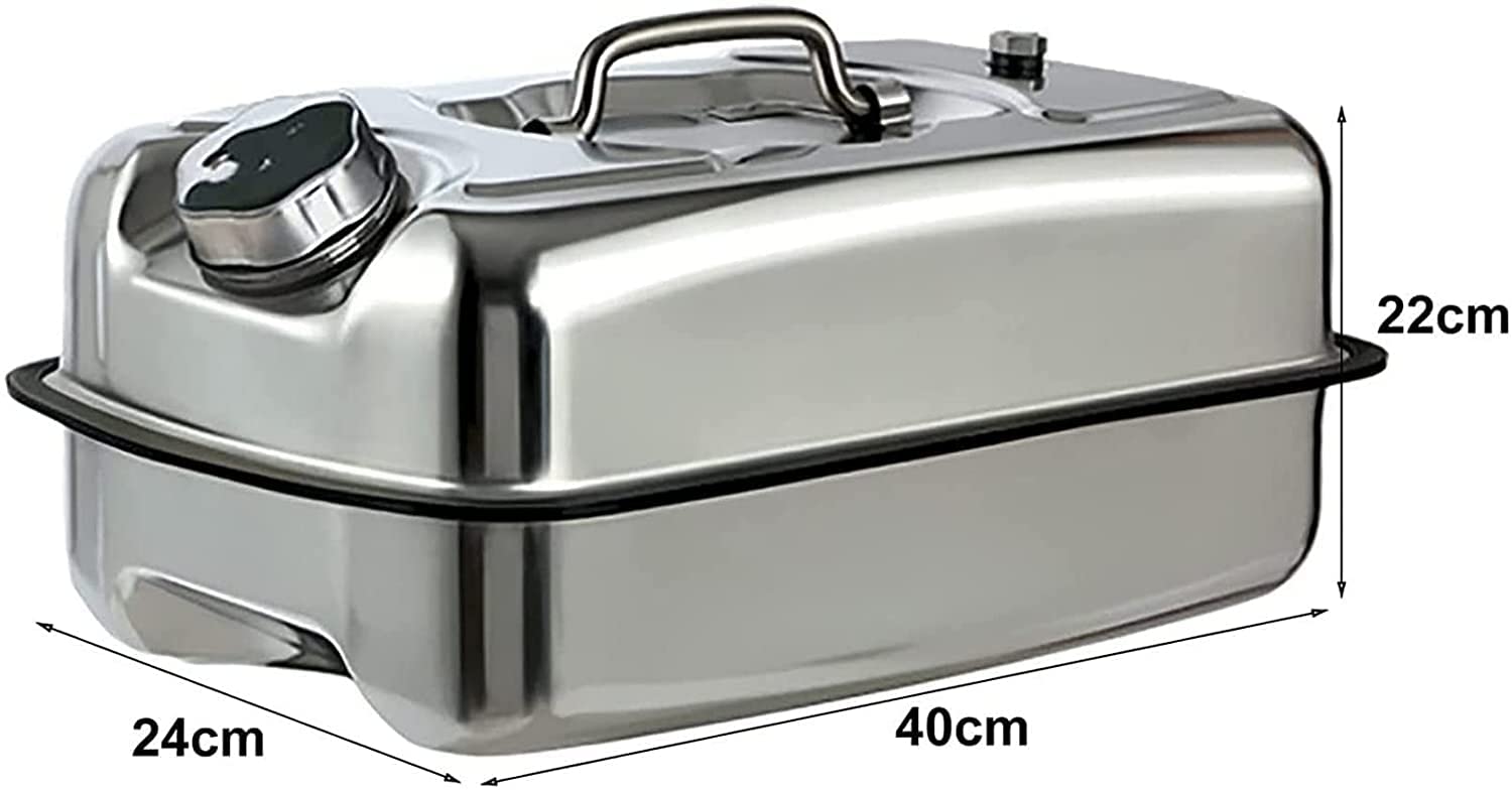 Bidón de Gasolina, diésel y Metal portátil de 5 l y 10 l para Motocicletas y Coches. Repuesto de bidón de Acero Inoxidable 304, antiestático, con Tubo.