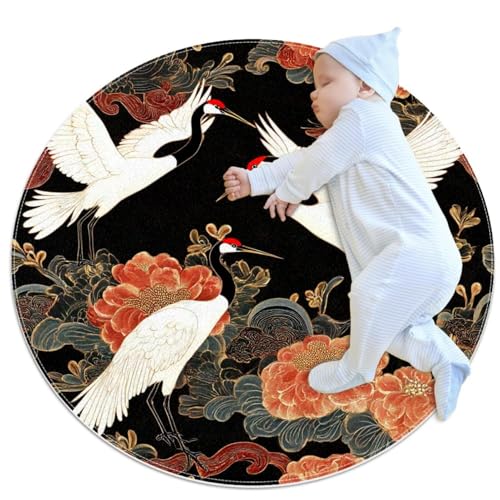 Tapis de salle de bain rond traditionnel et doux de 1m - 2