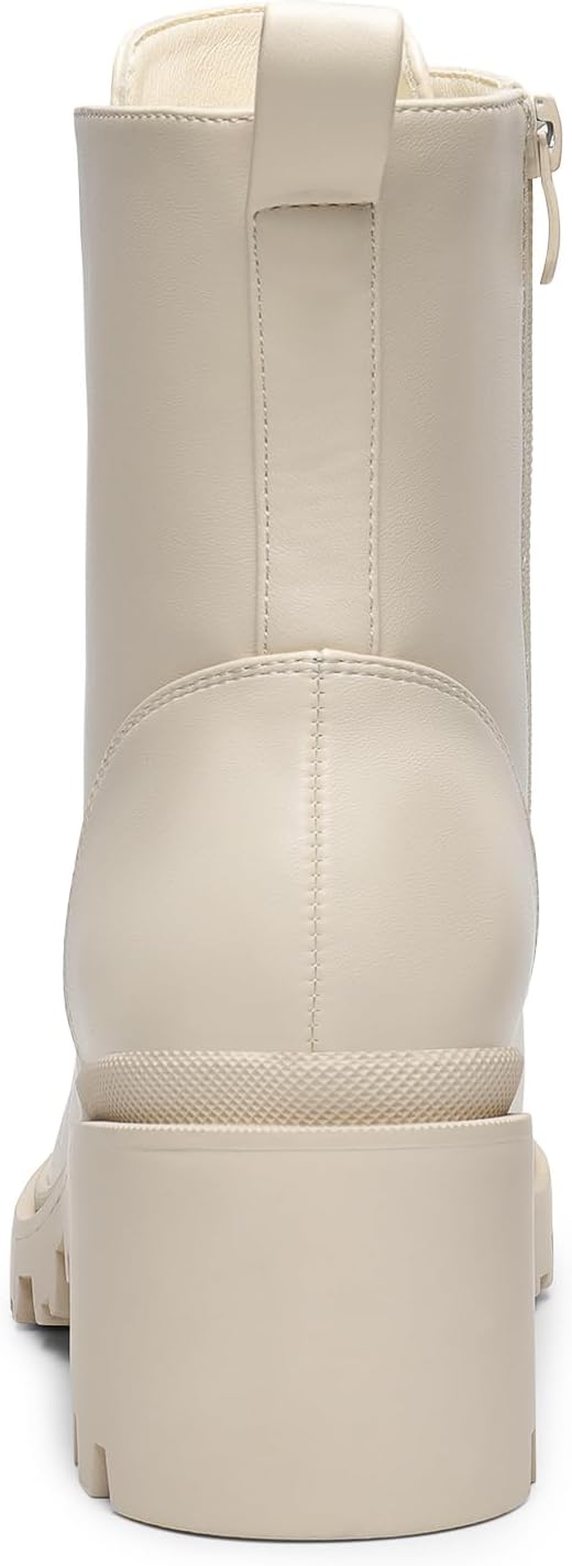 DREAM PAIRS Women's Lace Up Combat Ankle Boots Fashion Low Chunky Heel Lug Sole Fall Heeled Booties Shoes - Image 4