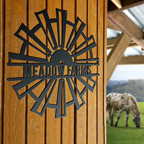 RealSteel Personalized Farmhouse Windmill Monogram Sign – Custom Metal Family