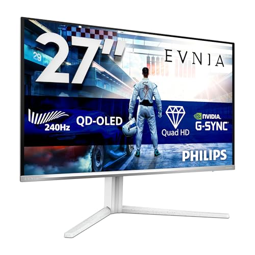 Philips 27M2N6501L - 27 Zoll QHD OLED Gaming Monitor, Ambiglow, 240Hz, 0.03ms, G-Sync comp., HDR10 (2560x1440, HDMI 2X 2.1, DP 1x 1.4, USB Hub) Weiss