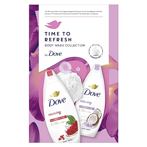 Dove Time to Refresh Body Wash Collection Gift Set with a luxury shower puff perfect gifts for her 2 piece - Image 3