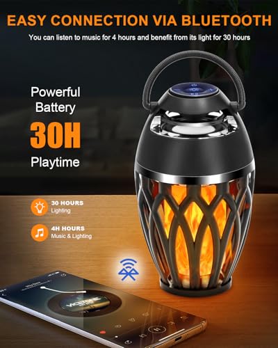 image for Vanten 2 Packs Outdoor Bluetooth Speakers, Bluetooth 5.0 Led Flame Spe