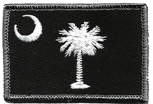 Gadsden and Culpeper South Carolina Tactical Patch - 1pc, Black/White, Rectangular, Die-Cut State Flag Patch, Sew-On, 3 inches x 2 inches