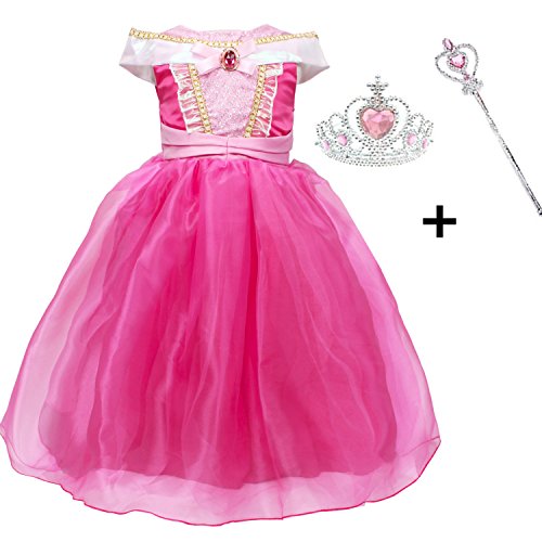 Vestido Niña Princesa, LiUiMiY Disfraz infantil de Princesa Rosa para Fiesta Carnaval Cumpleaños Cosplay